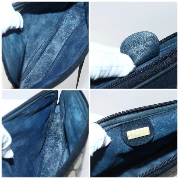 GUCCI GG Supreme Shoulder Bag PVC Navy Gold 007 115 6428 8039 Auth ep10857 - Picture 15 of 16